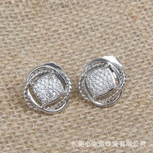 Designer David Yurma Earring Davids Square 11mm Set with Zircon Imitation Diamond Button Thread Style Popular Classic Ear Studs and Accessories