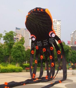 3D Eyes 15M Black 1 Line Stunt Parafoil Octopus Power Sport Kite Outdoor Toy4435894