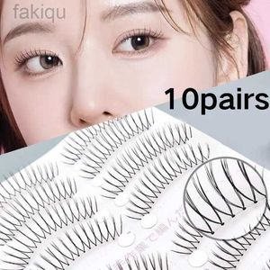 False Eyelashes 10 pairs of Korean U-shaped fake eyelashes natural 3D artificial mink skin transparent dry extended Wispy d240508