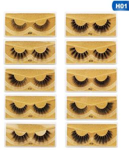 10 pares de imitação 3D Mink Hair Syashes naturais cílios falsos cílios Ferramentas de maquiagem de extensão falsa macia