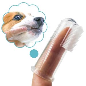 Super Soft Pet Finger Tandborste Teddy Dog Brush Dålig andedräkt Tartar Tandvård Verktyg Dog Cat Cleaning Silicagel Pet Supplies
