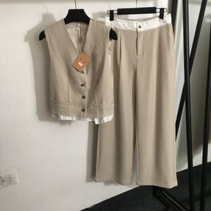 Spring Summer Women Suit Fake Two-piece Vest Suit Straight Pants 2024 Women Pants Suit