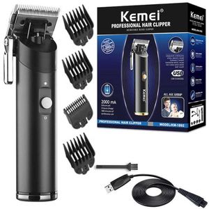 Electric Shavers Kemei 1892 Powerful Cordless Hair Trimmer Electric Metal Housing Professional Barber Hair Clipper Beard Hair Cutting Machine T240507