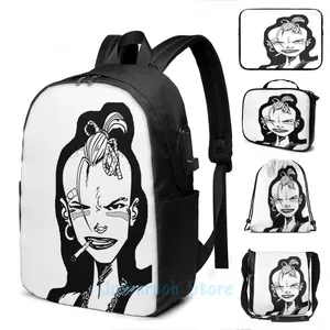 Zaino divertente gust graphic canotta gallie sorriso USB Charge Men Bags Borse Women Bag Travel Laptop