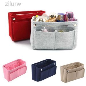 Kosmetiska väskor Multifunktionella kvinnor Filt Insertion Bag Makeup Bag Travel Wallet Portable Handbag Storage Bag Organizer Insertion D240425