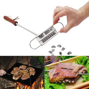 Grills BBQ Branding Iron 55better Diy Barbecue Letter Tryckt Steak Tool Meat Grill Forks Barbecue Tool Tillbehör