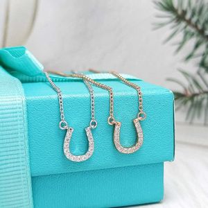 Pendant Necklaces TikTok Funi Sterling Silver S925 Full Diamond Style U-shaped Necklace Simple and Fashionable Horseshoe Female Clavicle Q240507