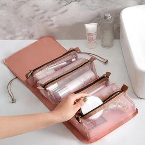 Сумки для хранения съемная макияжная сумка Женщины молнии сетки Cosmetics Cosmetics Cosmetics Postable Portable Musts Wash