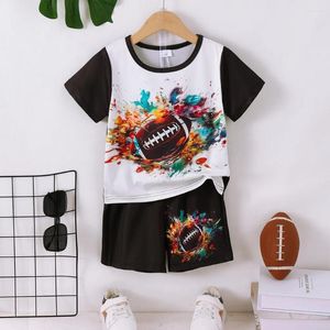 Clothing Sets 2PCS Summer Kids Boy Set Short Sleeve Multi Color Print T-shirt Top Shorts Breathable Cool Costume For Boys 4-7 Years