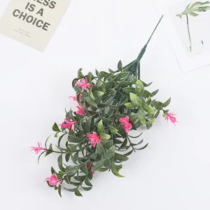 Fiori decorativi simulati di fiori rosa rami verdi piante abbellimenti di vasi artificiali per la decorazione domestica