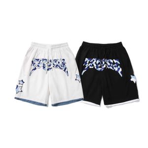Men's Shorts Instagram Hip Hop Towel Embroidered Summer Drawstring Sports Shorts Mens and Womens Trendy Brand Street Loose Wide Leg 5/4 Guard Pants H240508