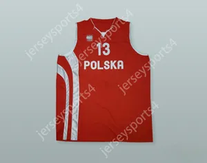 Anpassad Nay Mens Youth/Kids Marcin Gortat 13 Polen Basketball Jersey med Patch Top Stitched S-6XL
