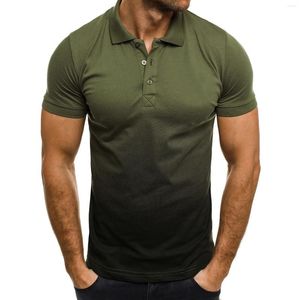 Herren Polos Sommer Boys Casual Button Sport T-Shirt Lapel 3D-Gradientenfarbe kurzärmelig Polo Shirt Plus Größe 4xl 5xl T für Männer