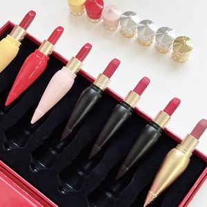 New Lipstick Set 7 mini matte Diamond Radish T-shaped Red Tube Color travel lipstick Fashion Holiday Gift Set High Quality