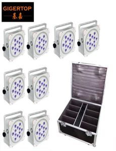 Ładowanie Lot Fase 8 w 1 pakowanie 8xlot biała pokrywka 12x18W zasilana bateria bezprzewodowa LED Par Light RGBWA Purple 6in1 Color Mix7244627