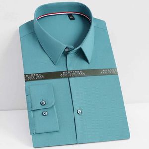 8N82 Men's Dress Shirts Mens Long Sle Slight Strech Bamboo-fiber Dress Shirts Without Pocket Quality Comfortable Standard-fit Smart Casual Shirt d240507