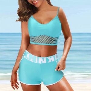 Roupas de banho feminina de tamanho grande de biquíni conjuntos de padrões digitais estampados de praia de praia de praia suspensa v pesco