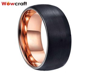 Homens homens rosa GoldgoldBold Black Wedding Ring Tungsten Carbide Anniversary noivado Bandos de jóias de moda fosco 25475449