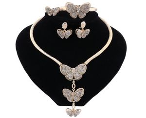 African Beads Jewelry Sets Wedding Accessories Crystal Bridal Butterfly Necklace Bracelet Earrings Ring Set For Women5509112