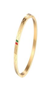 Trendy Bangle for Women Red and Green Charm Stainless Steel Gold Plating Jewelry Lover Bangle Luxury Wedding Female Bangle5726390