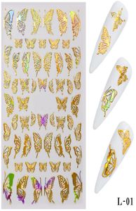 Gold Silver Nail Art Butterfly Stickers Spring Summer Fjäril Metal Sticker Decals Holographic Manicure Decorations8204051