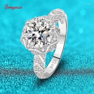 حلقات الكتلة Smyoue معتمدة 2Ct 8mm D Color Moissanite Luxury Engagement for Women Sparkly S925 Sterling Silver Band Wholesale Gra