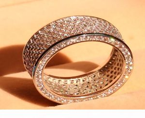 jewelry luxury Full 320pcs white Topaz Simulated Diamond Diamonique 10KT White Gold Filled GF simulated Diamond Wedding Band Ring 6742767