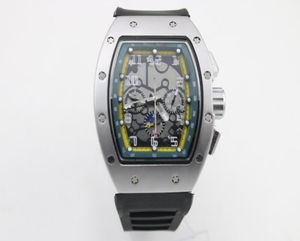 High quality Man 011 watch black rubber silver case 6pin automatic mechanical multifunction pin buckle green inner ring1044431