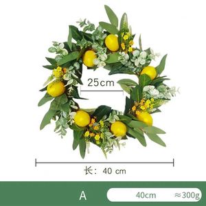 Dekorativa blommor kransar konstgjorda eukalyptus citron krans mori hem dekoration bär dörr dekoration hängande konstgjord citron krans