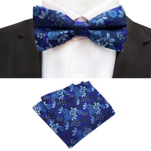 Bow Tie Set For Men Red Blue Paisley Pocket Square Bowtie Suit Mens Business Wedding Hankerchief Floral Ties Accessories Gifts 211D