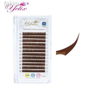 False Eyelashes Yelix Brown Eyelash Extension Flat Eyelash Matte Oval Eyelash Extension Soft Mink Professional Personal Eyelash Extension d240508