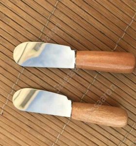 Coltello da formaggio in acciaio inossidabile coltello da burro con manico in legno spatola burro in legno dessert marmellata strumento per la colazione con allattata DHS525921038