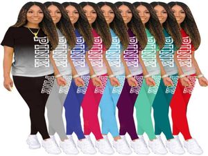 Frauen Tracksuits Zwei Stücke Set Designer 2023 Neue Sommer Ladies Digital Printing Gradient Fashion Casual Sportwear 9 Farben S3XL4897145