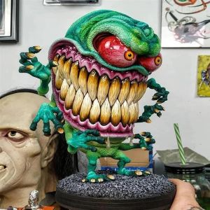Sculptures New Resin Big Mouth Monster Statue Scary Angry Mutant Monster Crafts Ornaments Halloween Lawn Garden Decoration Home Decoration