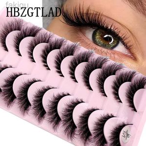 False ciglia Hbzgtlad Cat Eye Lash 3D Naturale Falso Falso Fluffy Morbido Croce a 10 coppie Cambia Comic Wipy Wispy Natural Lash Extension Makeup D240508