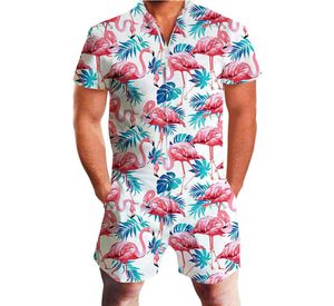 Flamingos Floral Print Rompers Men 3D Funny Graphic Short Sleeve Jumpsuit Mens Playsuit Overalls Summer Casual fz26299556015