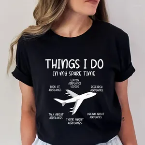 Kadın Tişörtleri Komik Havacılık Gömleği Kadınlar İçin Yaptığım şeyler Boş Zamanımda T-Shirts Pilot Tee Harajuku Grafik Üst Kıyafetler