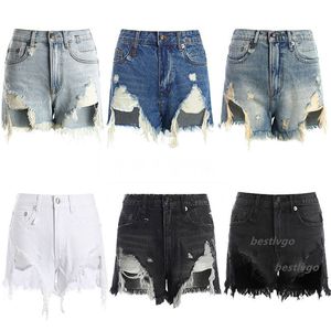 Womens shorts jeans Denim shorts high-waisted ripped retro casual raw hem skinny jeans 25-30 size