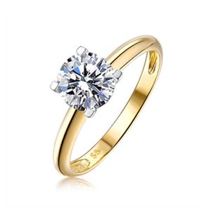 Alta qualidade no atacado 14k 18k Gold simples clássico clássico quatro pontas elegantes anéis femininos Moissanite Jóias personalizadas Presente de amor