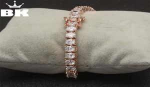 Bracelete de tênis CZ de ouro rosa de 5 mm Iced de cobre de Hip Hop Icene