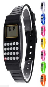 Elektroniska barn Silikon Datum Multipurpose KeyPad Wrist Calculator Watch9045354