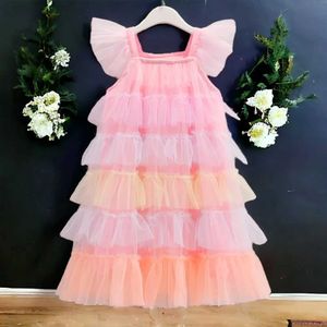 Abiti da ragazza Summer Girl Lace Dress Childrens Abito da sposa Abito da festa Abito a maniche corte Abbigliamento Principessa 6 8 9 11 12 annil2405