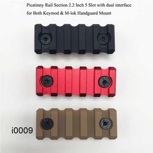 Parts Picatinny Rail Sections 5 Slot with dual interface for Both Keymod M-lok Rail Mount System_Black/Red/Tan Colors