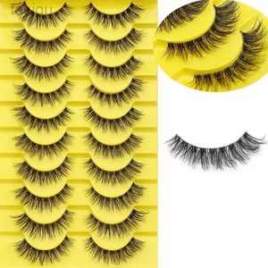 False Eyelashes Invisible eyelashes with 10 pairs of 3D artificial mink skin natural short transparent stem band soft extension d240508