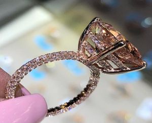 Novos damas anel de ouro rosa grande quadrado quadrado cúbico zirconia jóias festas de casamento anéis de dedos vintage para homens e mulheres8415311