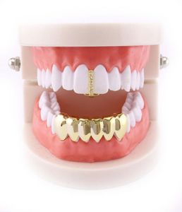 Werksbodenzähne Grillz Set Hip Hop Bling Dental Grills CZ ICED Zahnkappe Körper Schmuck US -ganze Männer Zähne Zugang6326242