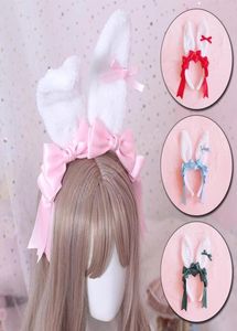 Moda tavşan kulakları kafa bandı y peluş uzun tavşan bandana saç bantları lolita cosplay kostüm anime saç bandı başlığı 6126829
