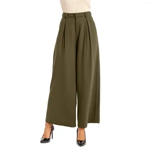 Calça feminina Office Lady Lady Cintura solta calça reta Rua sólida perna larga perna larga da moda coreana Palazzo feminino