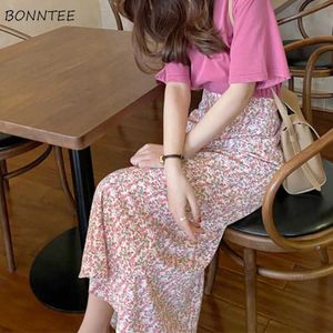 Skirts Skirts Women Floral Mid Calf Korean A-Line Empire Slim Elegant All match Temperature Stylish Summer Causal FaldasL2405