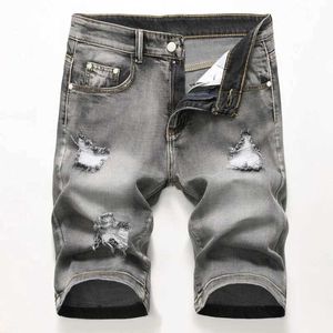 Mäns shorts 2019 sommar avslappnad nya män shorts män jeans mode smal passform hög quty bomull denim shorts manliga märke kläder t240507